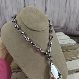 Gem bling silver necklace‎